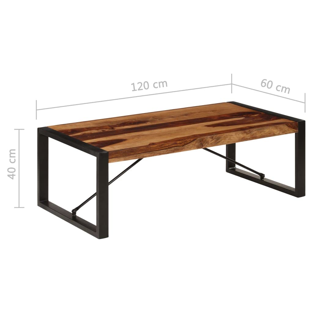 Industrial Coffee Table Solid Sheesham Wood with Metal Legs R231466