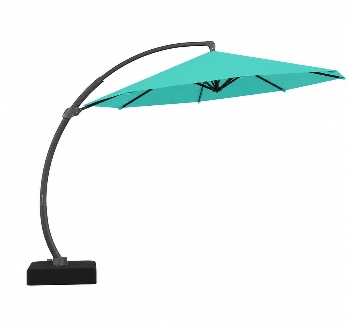 11ft Turquoise Blue Offset Cantilever Patio Umbrella with Base P14999