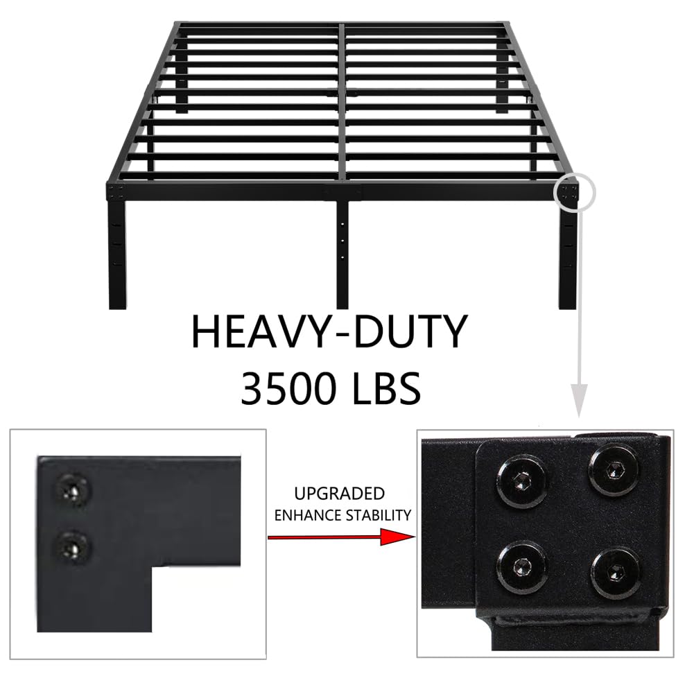 Queen Size 18 Inch Metal Platform Bed Frame Black F58121