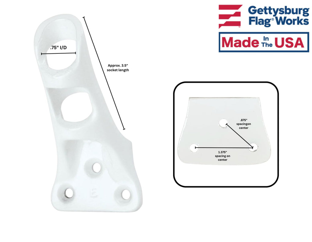 Cast Aluminum Bracket for .75" Outside Diameter Flagpoles in Silver D7013