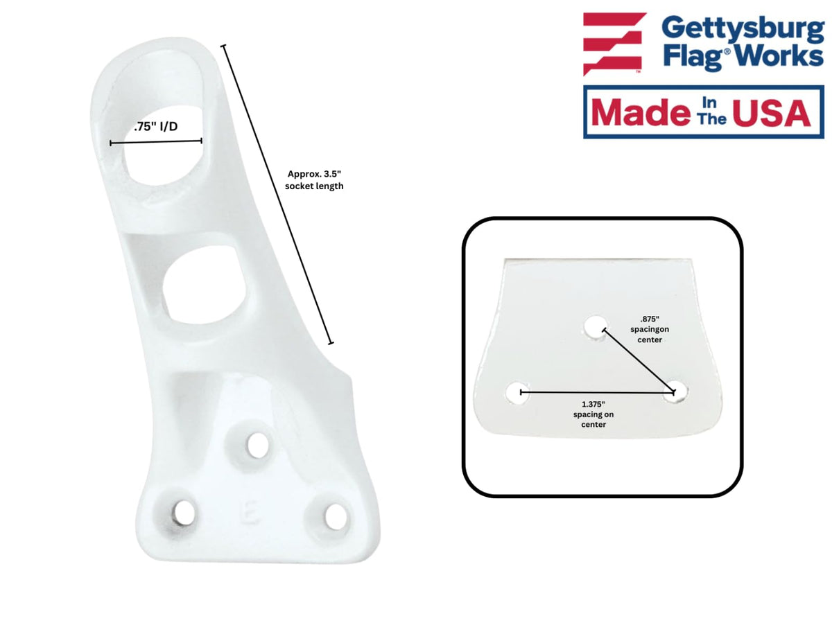 Cast Aluminum Bracket for .75" Outside Diameter Flagpoles in Silver D7013