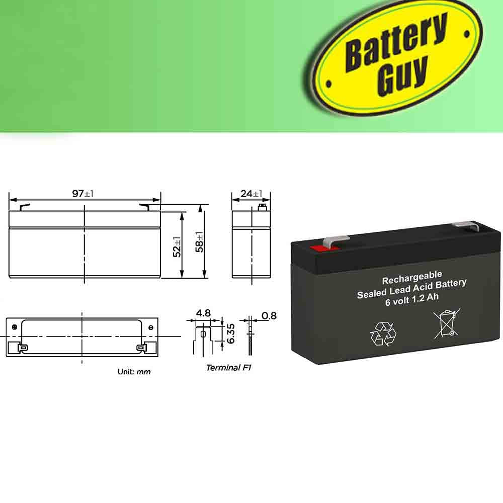 6V 1.2Ah Rechargeable SLA Batteries Set of 4 H389713