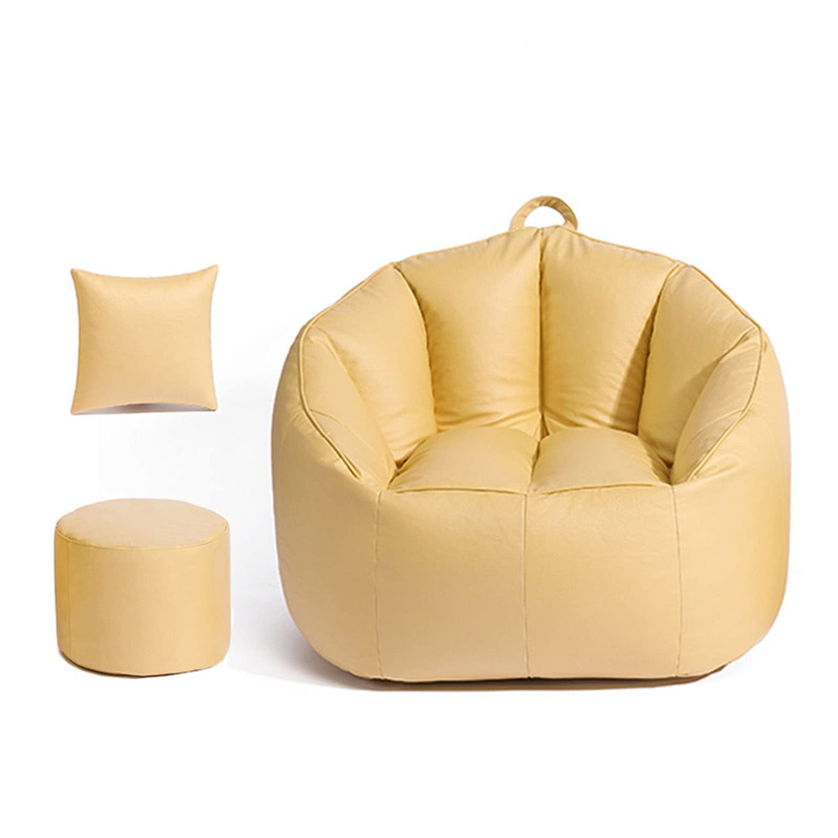 Stuffable Bean Bag Chair Cover Small Beige Yellow W5837