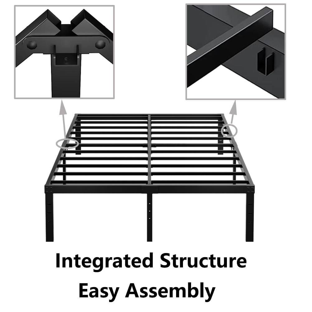 Queen Size 18 Inch Metal Platform Bed Frame Black F58121