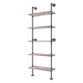 5 Tier Solid Wood Industrial Pipe Ladder Shelf L207