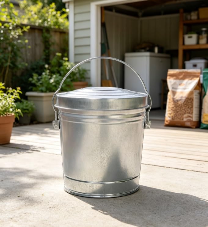 6 Gallon Galvanized Steel Storage Can with Locking Lid L810