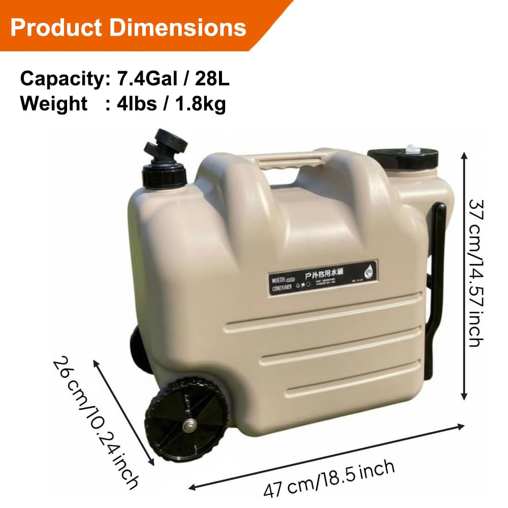 7.4 Gallon Water Container with Tap and Wheels X234