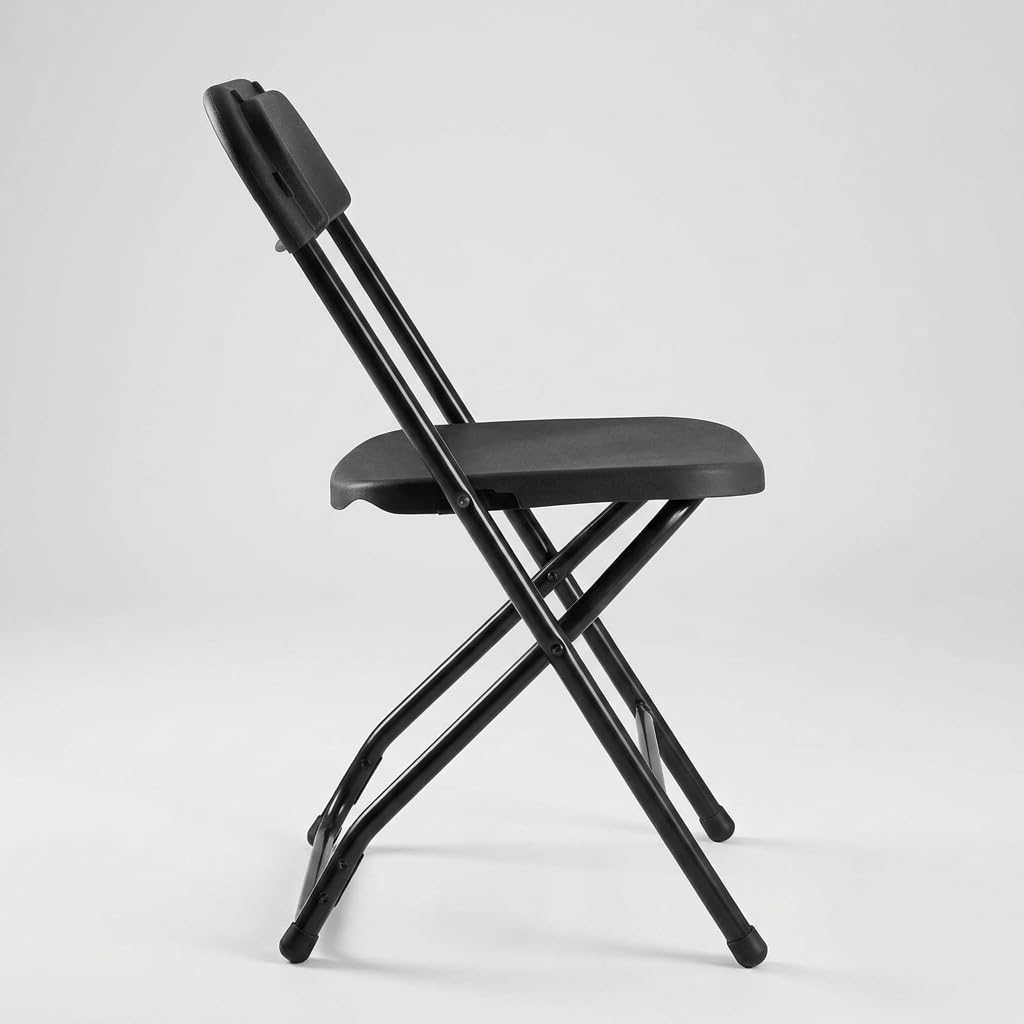 Folding Chairs Set of 10, 330lbs Heavy Duty Plastic Stackable Chairs, Portable Foldable Indoor Outdoor Chairs for Party, Camping, Patio & Events, Black O821