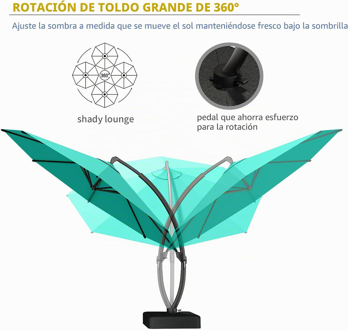 11ft Turquoise Blue Offset Cantilever Patio Umbrella with Base P14999