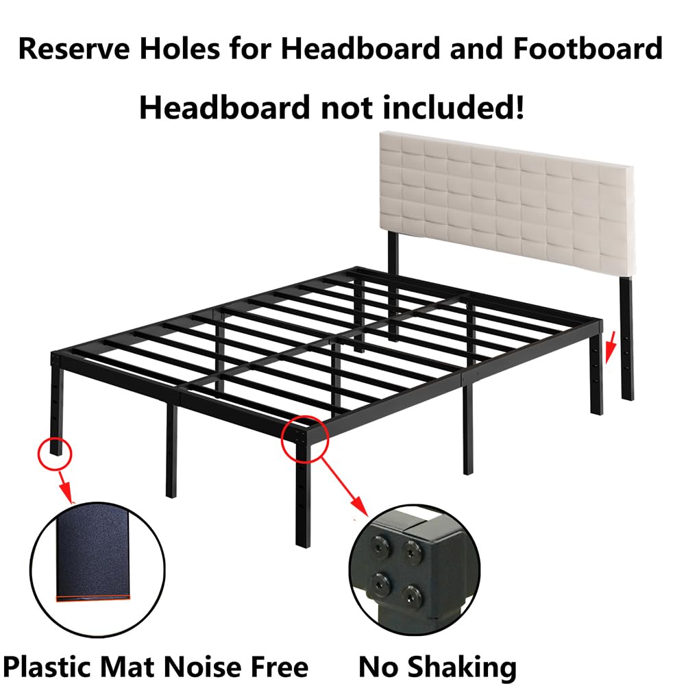 Queen Size 18 Inch Metal Platform Bed Frame Black F58121