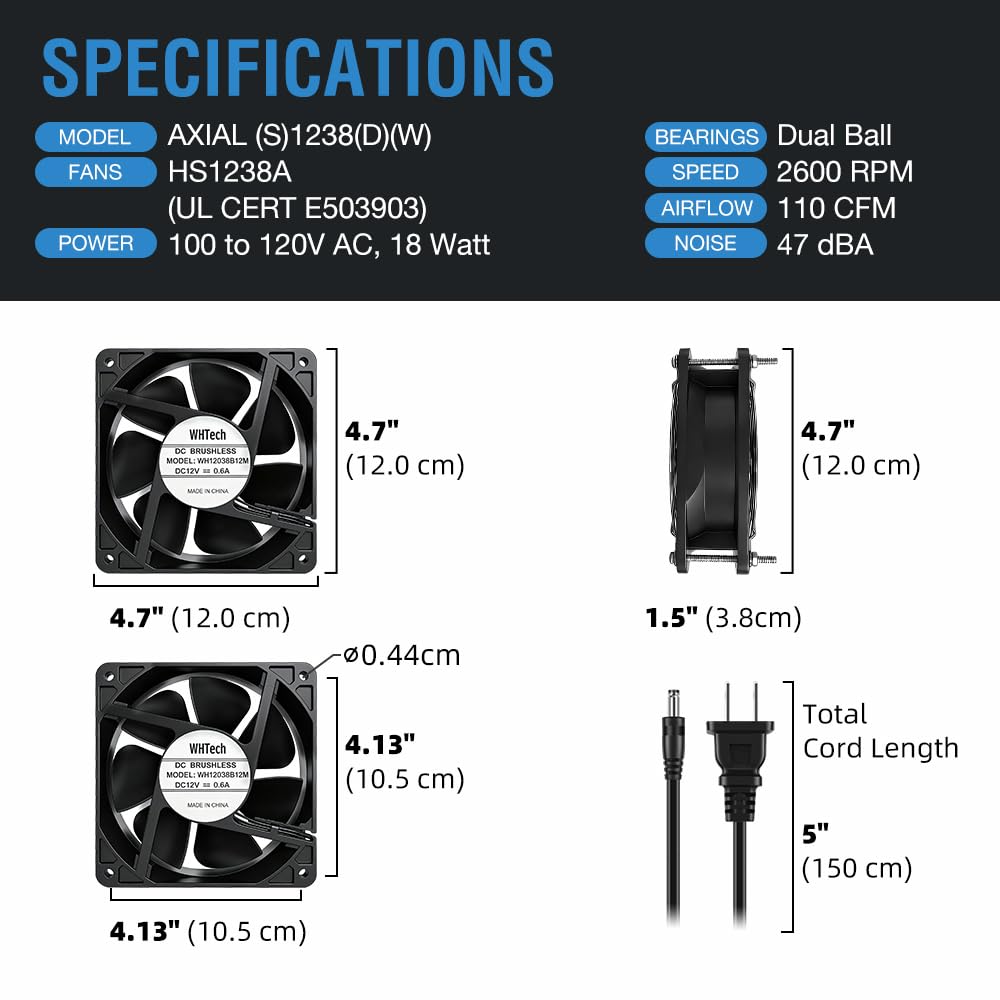 120mm x 38mm AC Muffin Fan with Variable Speed Controller V774112