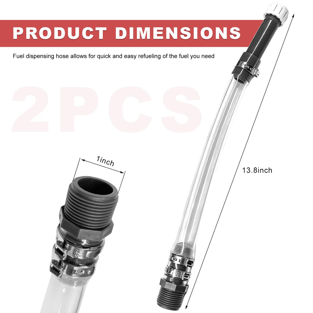 2PCS Clear Fuel Filler Jug Hose Quick Fill Spout D6658