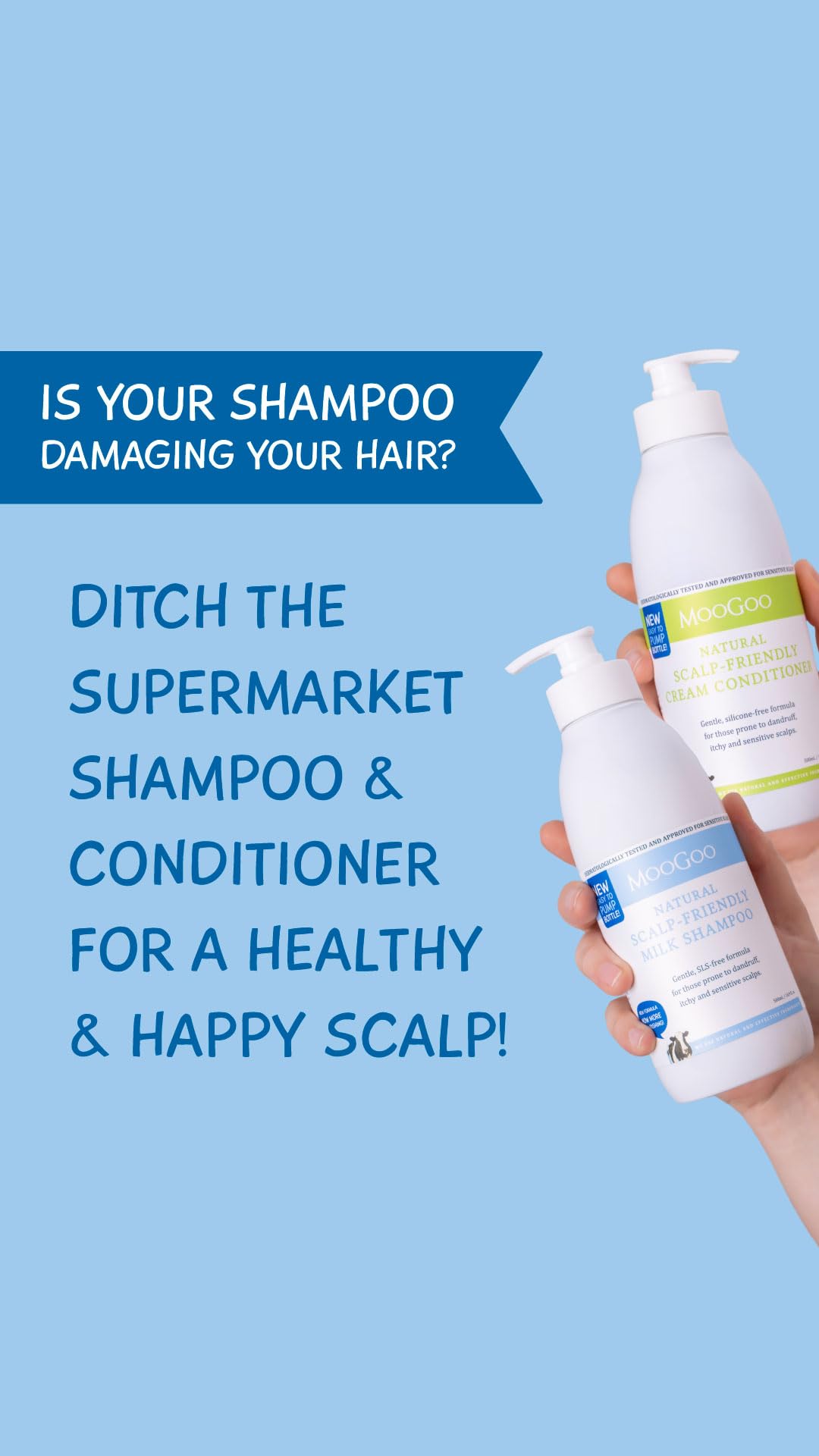 Natural Milk Shampoo & Cream Conditioner Pack - Sulphate-Free, Silicone-Free, Paraben-Free - 2x 16.9 fl oz P394004