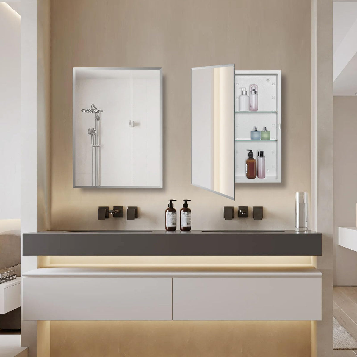 Bathroom Medicine Cabinet with Beveled Edge Mirrored Door 16 x 36 inch M2885