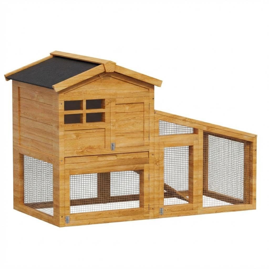 54" 2-Tier Wooden Rabbit Hutch I939384