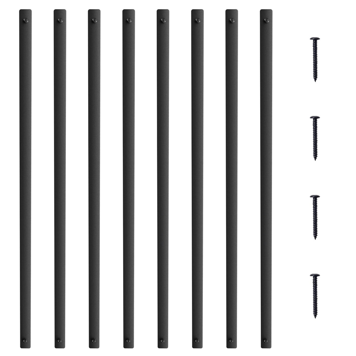 29.5"x1" Flat Aluminum Alloy 51 Pack Satin Black Metal Balusters S6369