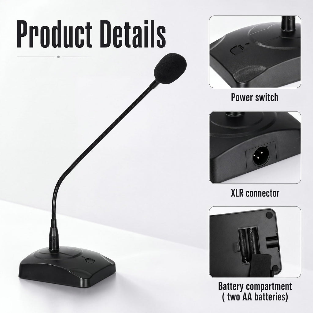 3 Pcs Gooseneck Wired Microphone with Base B72509