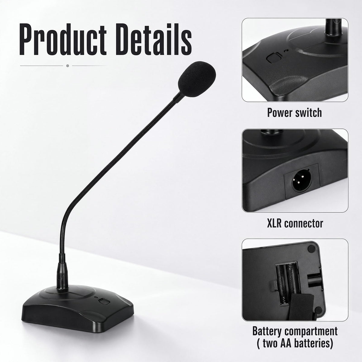 3 Pcs Gooseneck Wired Microphone with Base B72509