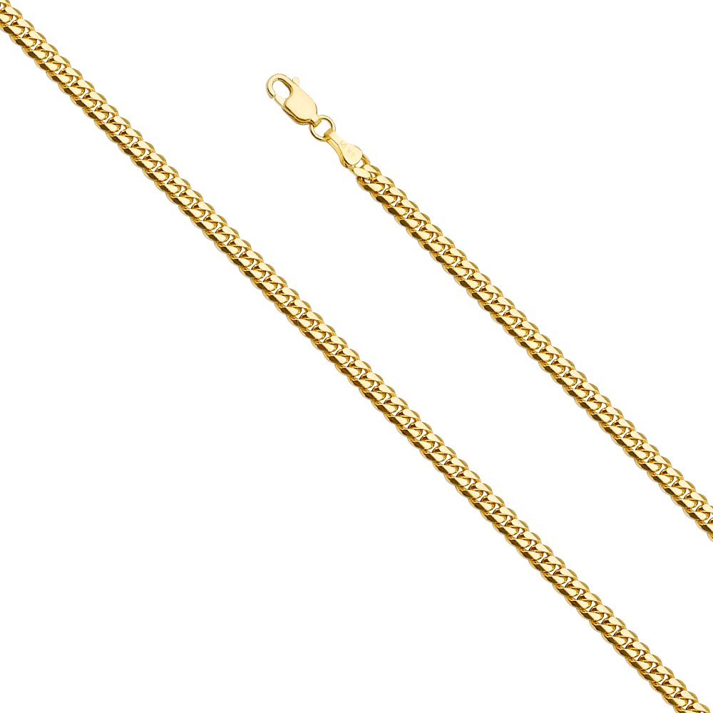 14k Yellow Gold Solid Cuban Curb Chain Necklace I366872