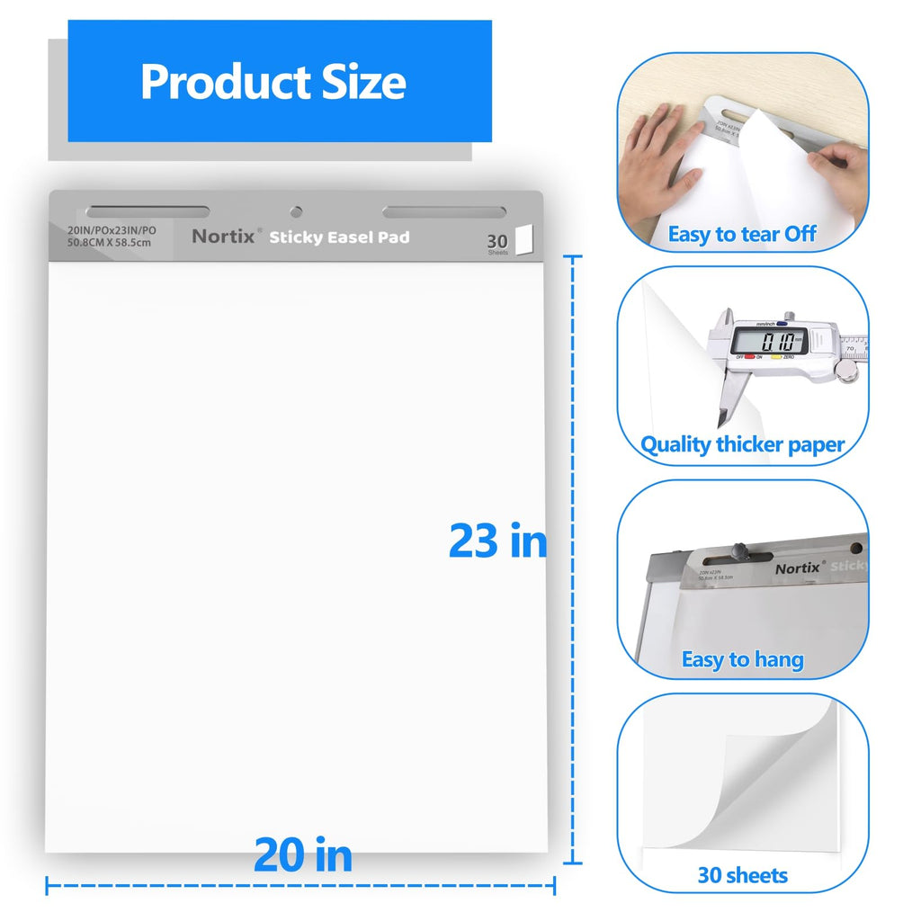 Sticky Easel Pads, 20 x 23 inch, 30 Sheets/Pad, 8 Pads F3806
