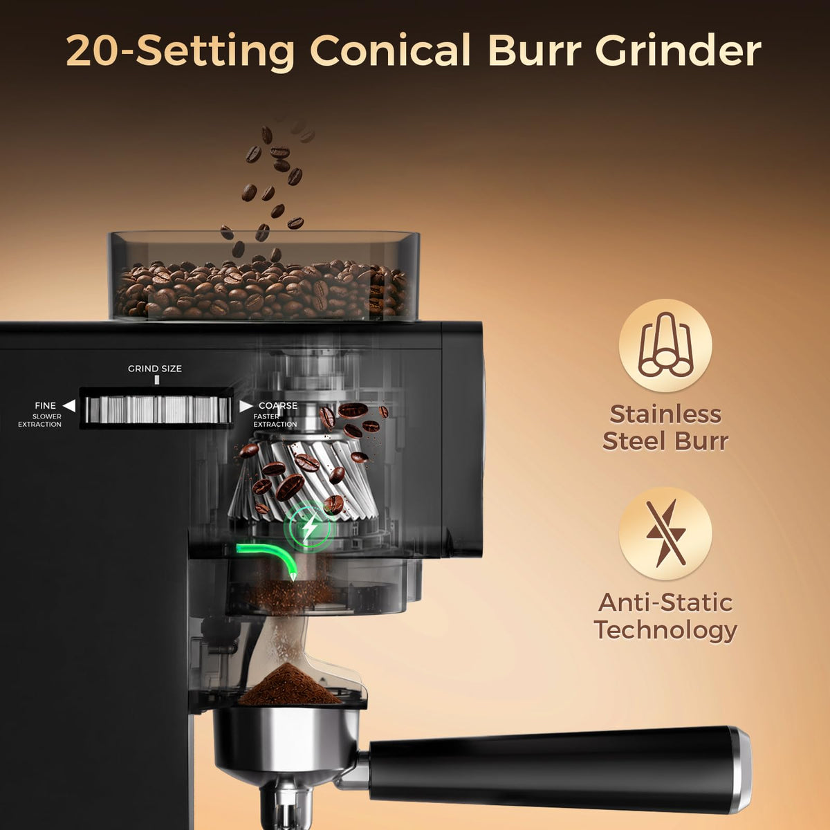 20Bar Espresso Machine with Conical Burr Grinder O371174
