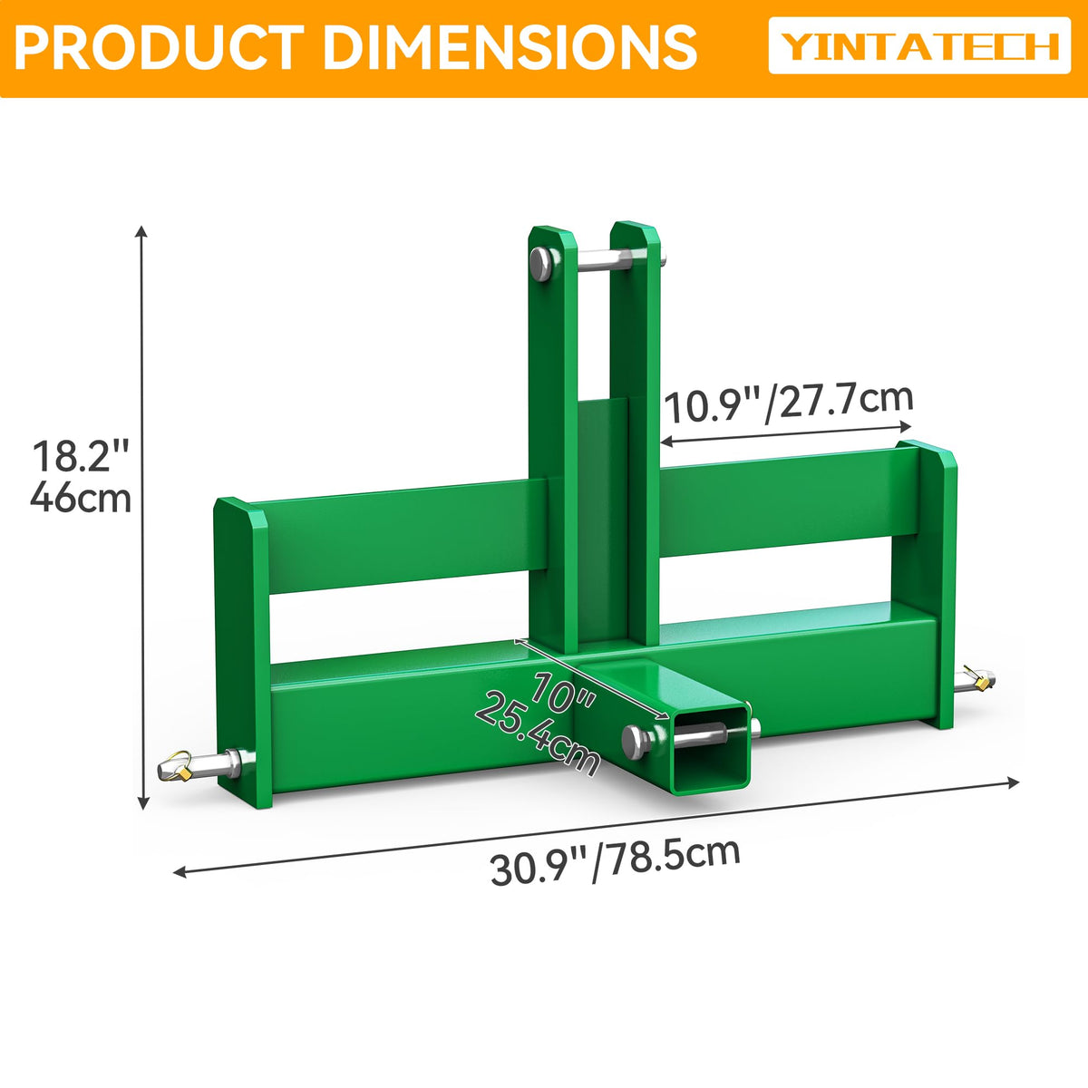 3 Point Hitch Receiver with Suitcase Weight Brackets Category 1 M414