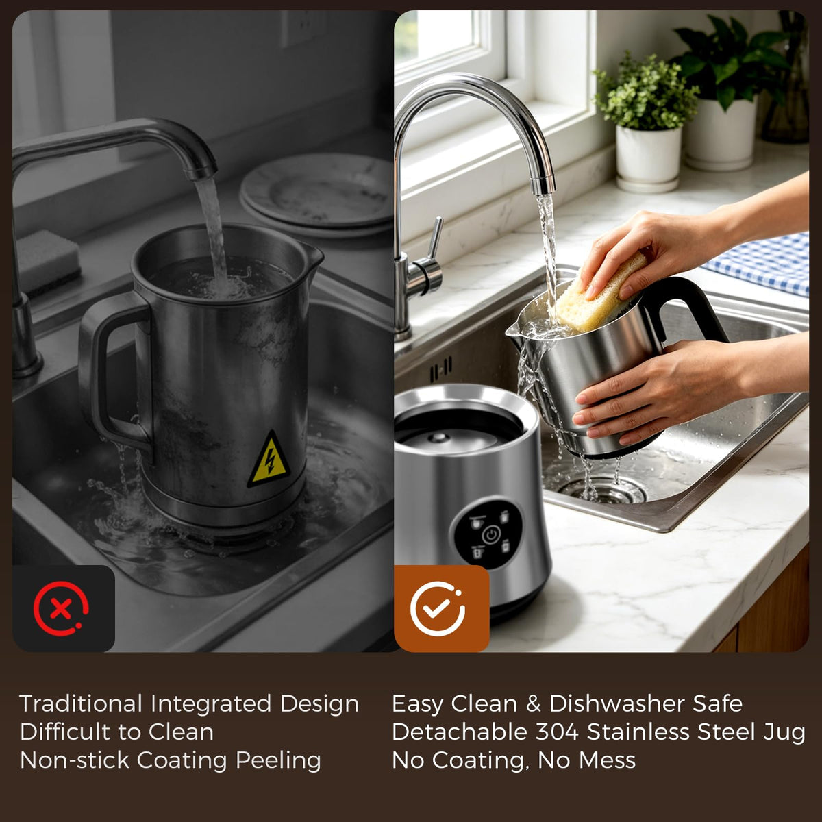 4-in-1 Electric Milk Frother and Steamer with Stainless Steel Jug E25673