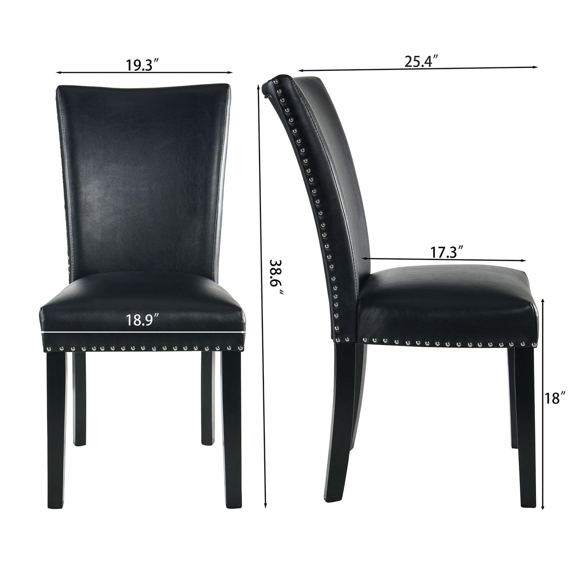 Faux Leather Upholstered Dining Chairs Set of 2 Black N569056