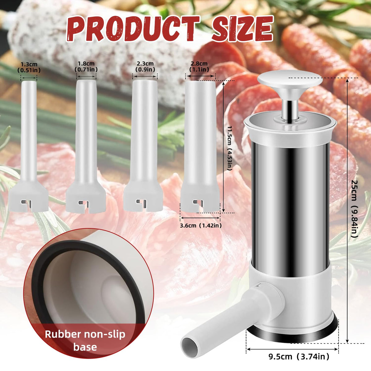 2.2lb Stainless Steel Sausage Stuffer with 4 Stuffing Tubes O8080