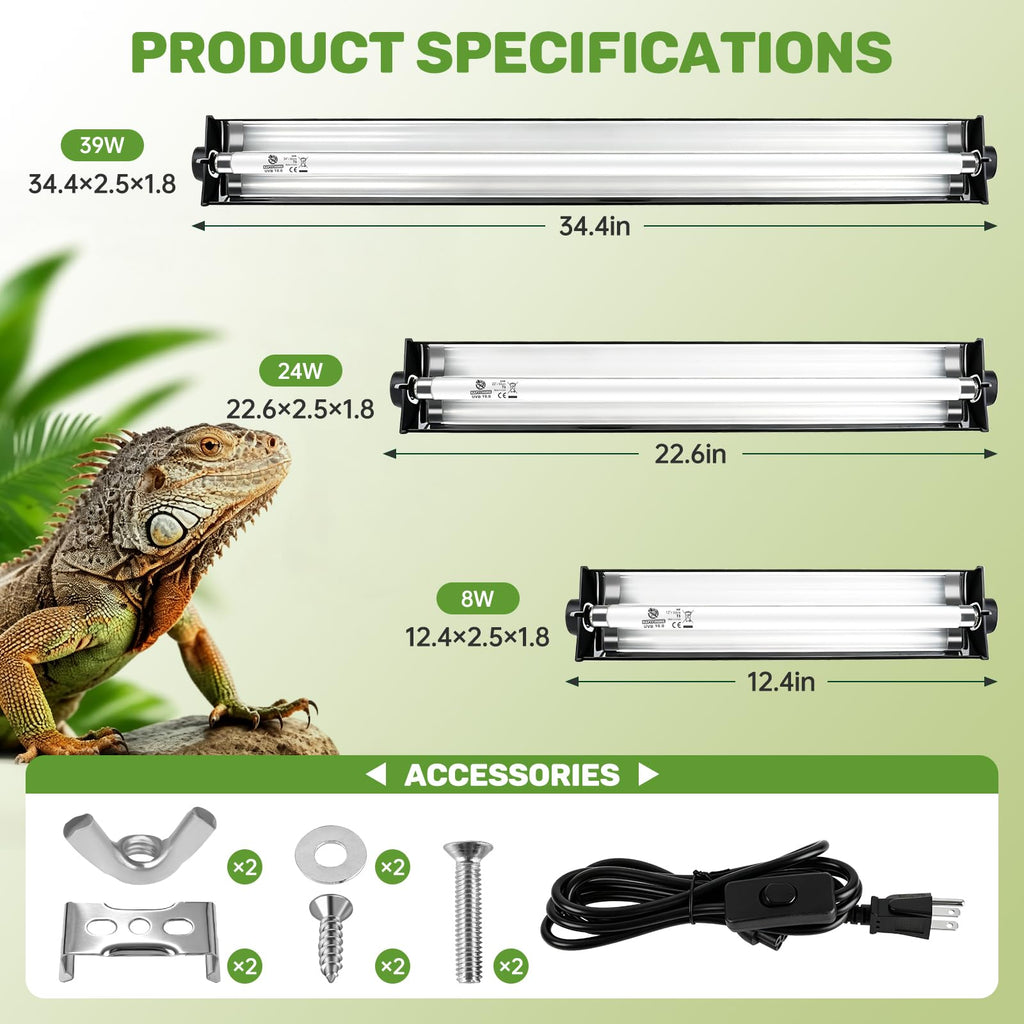 8W 10.0 UVA UVB Reptile Light Fixture X484