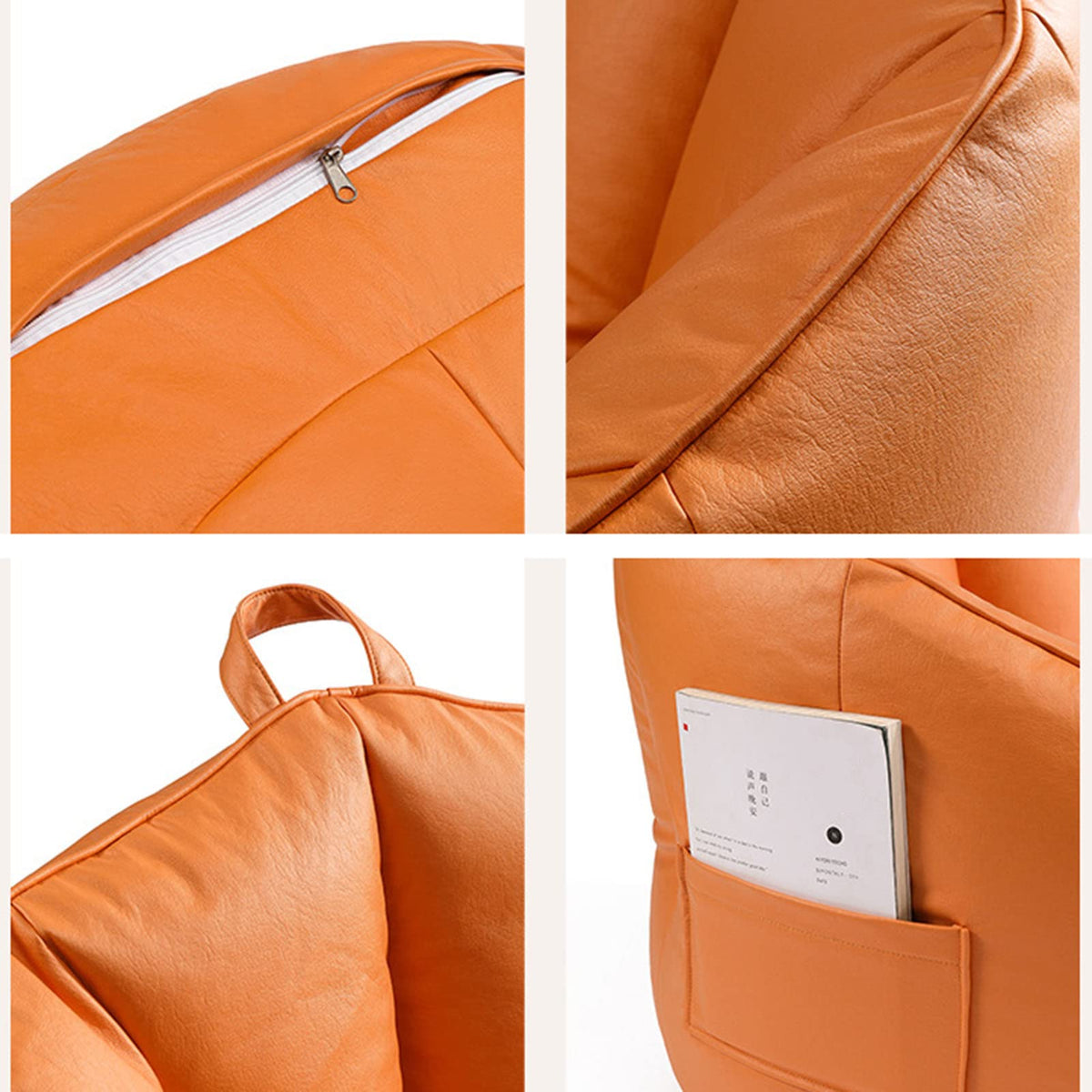 Stuffable Bean Bag Chair Cover Small Beige Yellow W5837