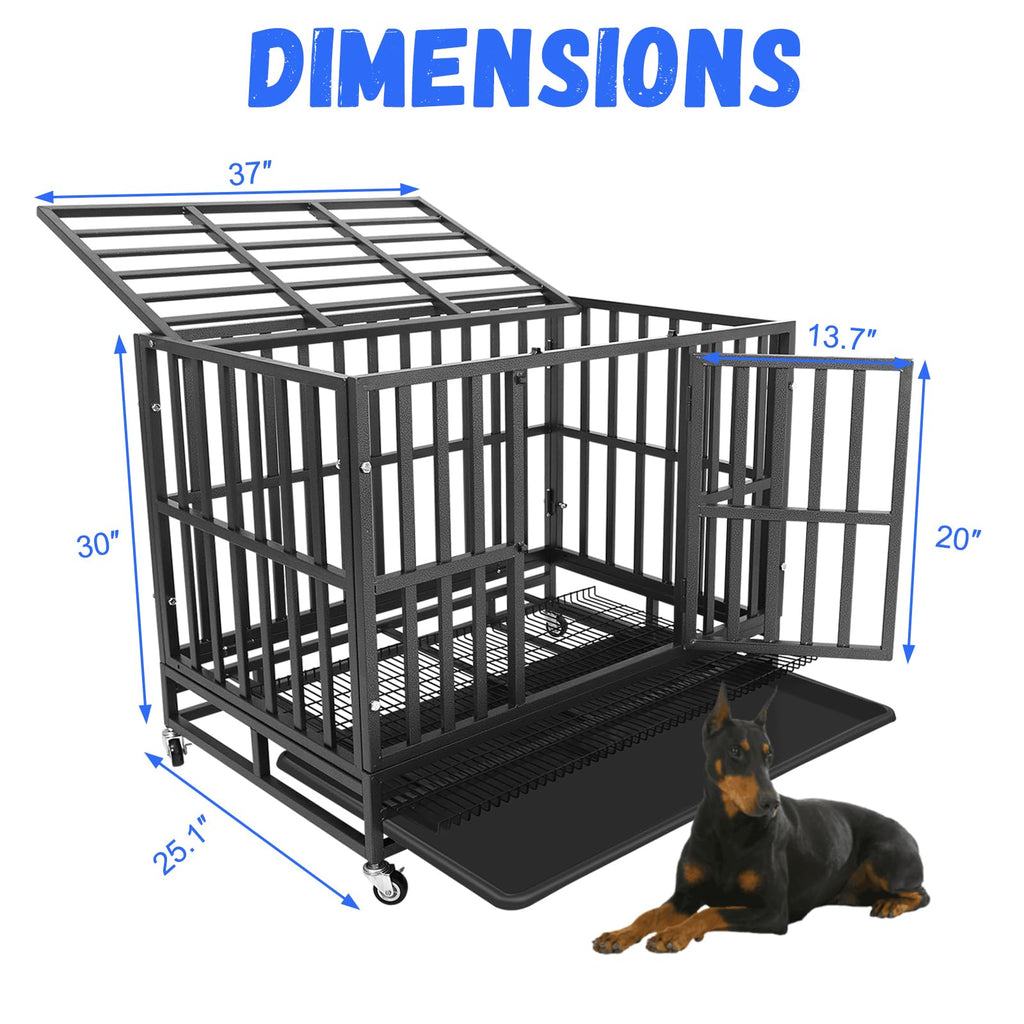 37" Heavy Duty Metal Dog Crate with Removable Tray S203172