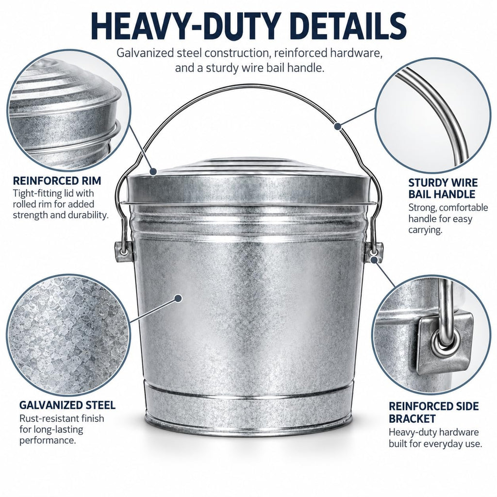 6-Gallon Galvanized Steel Storage Can with Locking Lid E4980
