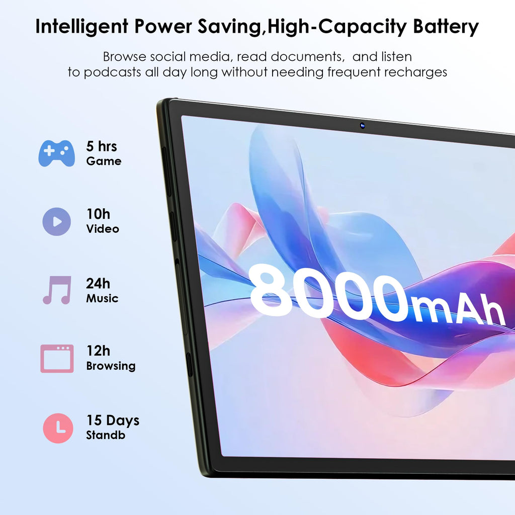 10.1 inch Android 15 Tablet with Drop-proof Case Blue E441993