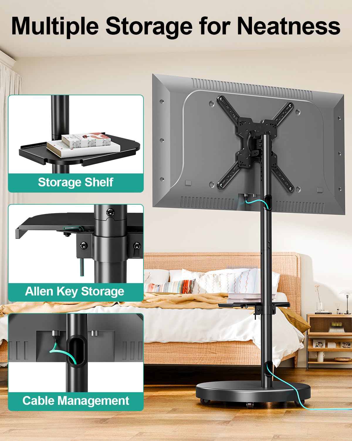Rolling TV Stand for 26-65 inch Screens W743