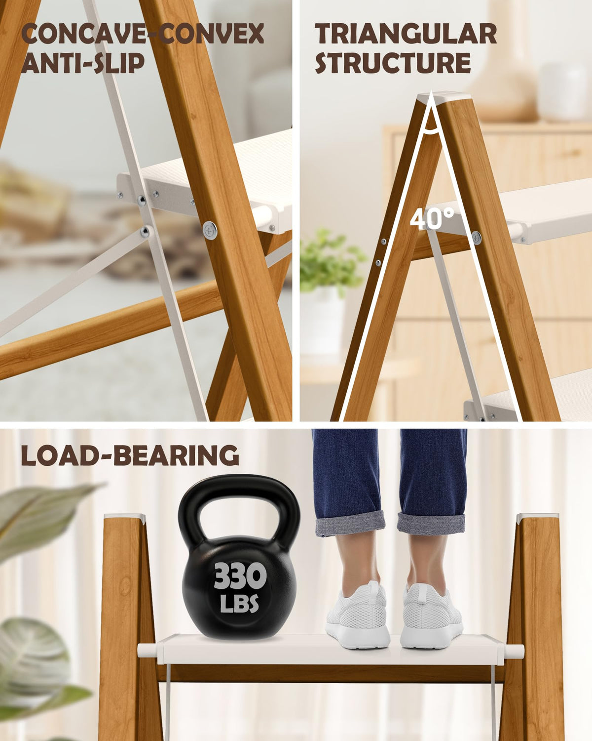 3 Step Stool with Anti-Slip Wide Pedal Z964488