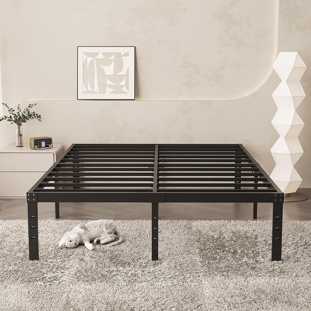 Queen Size 18 Inch Metal Platform Bed Frame Black F58121