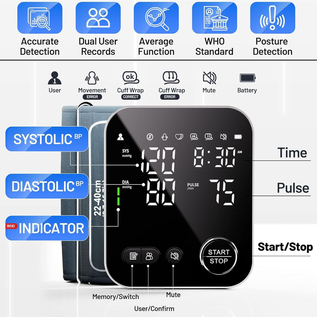 Blood Pressure Monitor Upper Arm BP Cuff with Storage Bag Y442