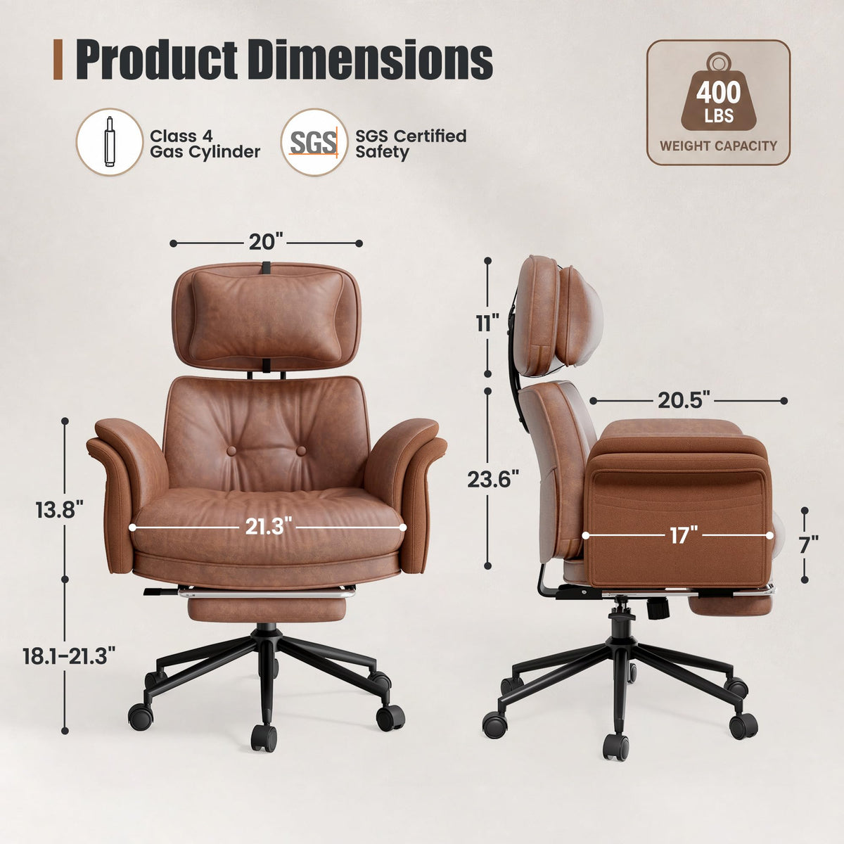 Brown Criss Cross Office Chair with Flip-Up Armrests and Headrest L876