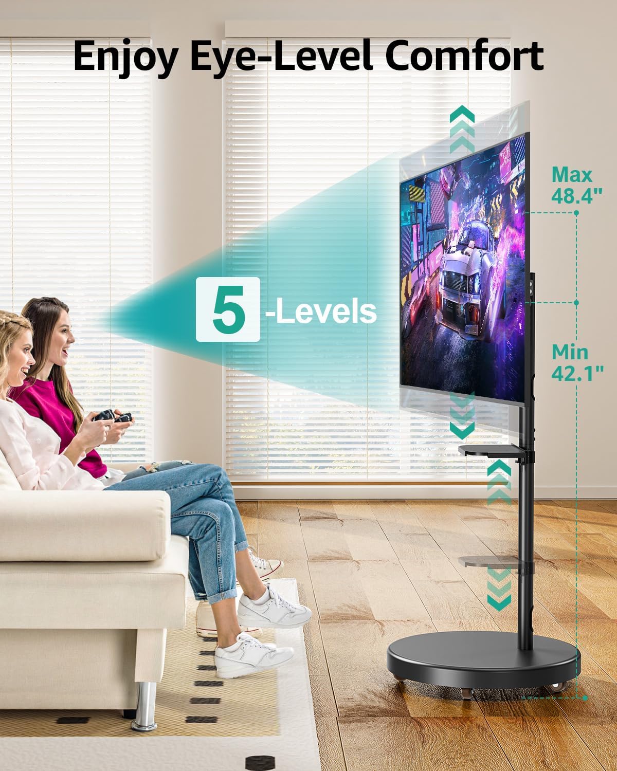Rolling TV Stand for 26-65 inch Screens W743