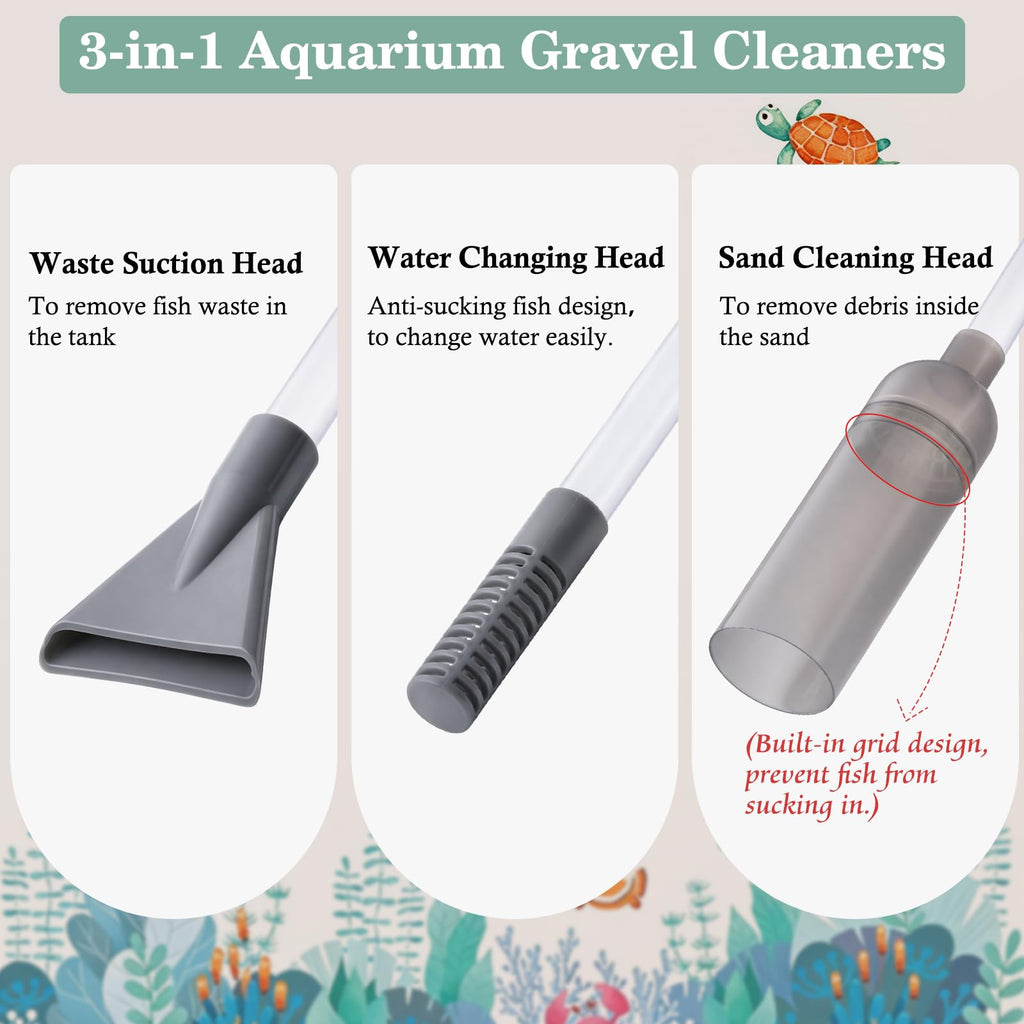 3-in-1 Aquarium Vacuum Gravel Cleaner with Siphon Hose A206097