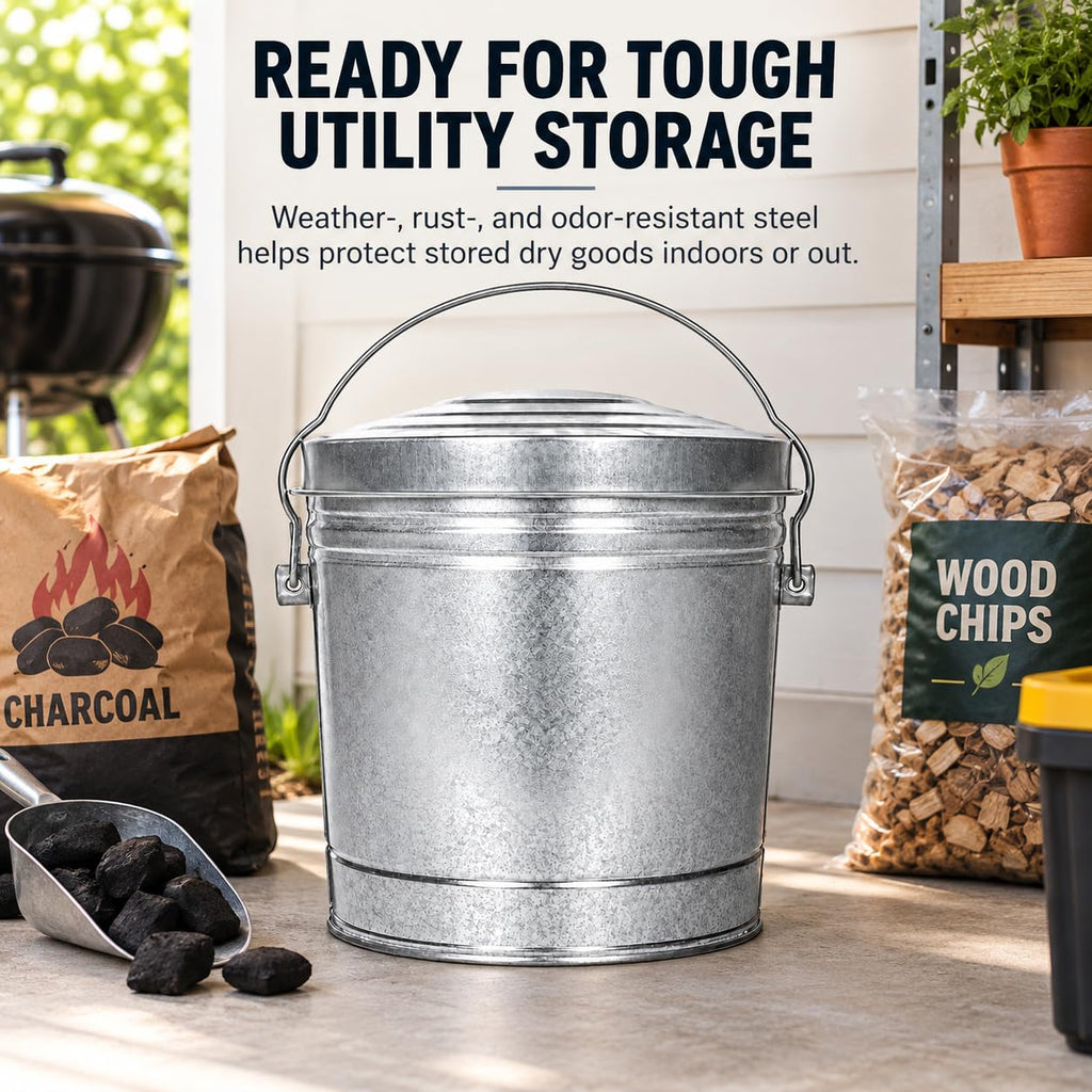 6-Gallon Galvanized Steel Storage Can with Locking Lid E4980