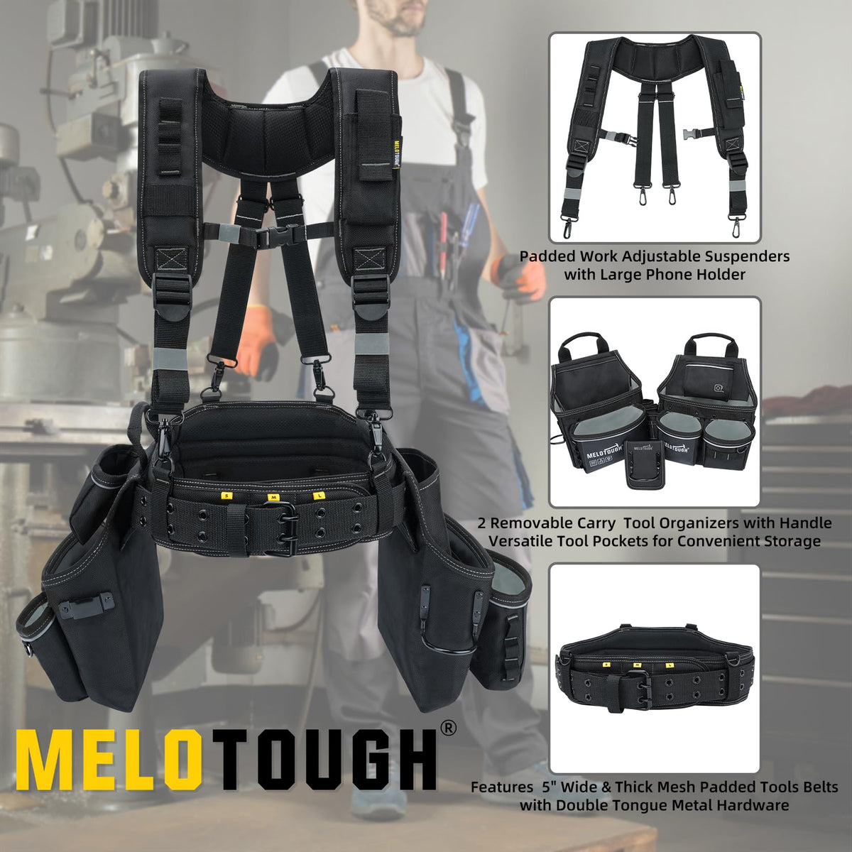 Tool Belt with Suspenders 32 Pockets 34"-48" Waist S206