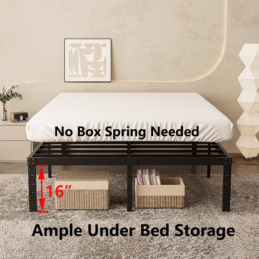 Queen Size 18 Inch Metal Platform Bed Frame Black F58121