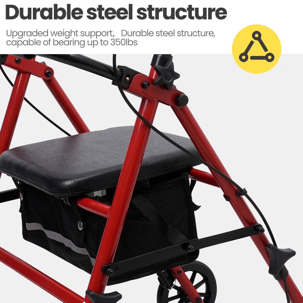 Heavy-Duty Rollator Walker with Seat D397