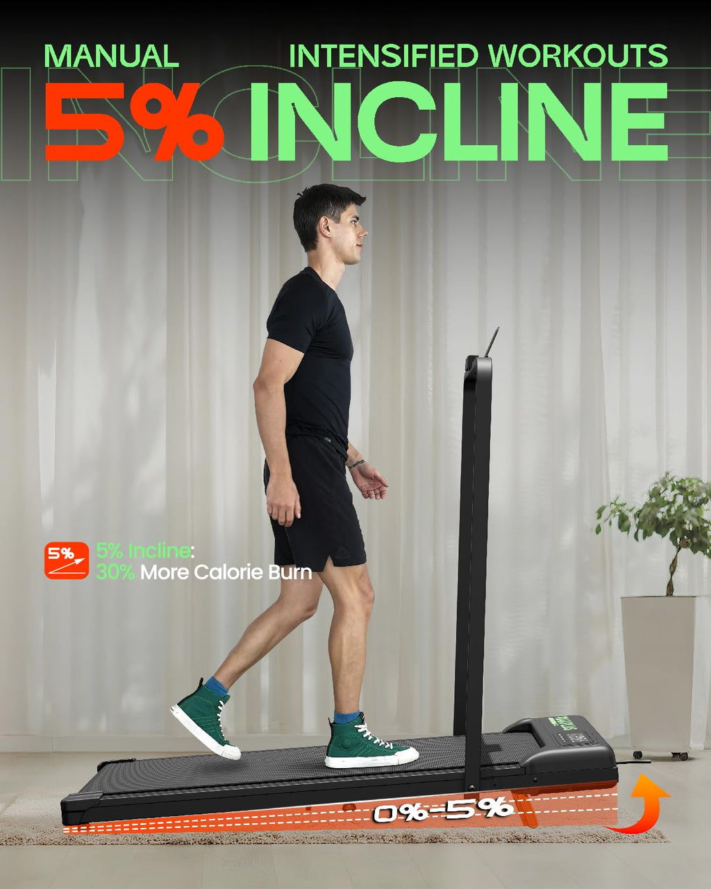 Folding Walking Pad with Incline, 2 in 1 Portable Under Desk Treadmill B364680