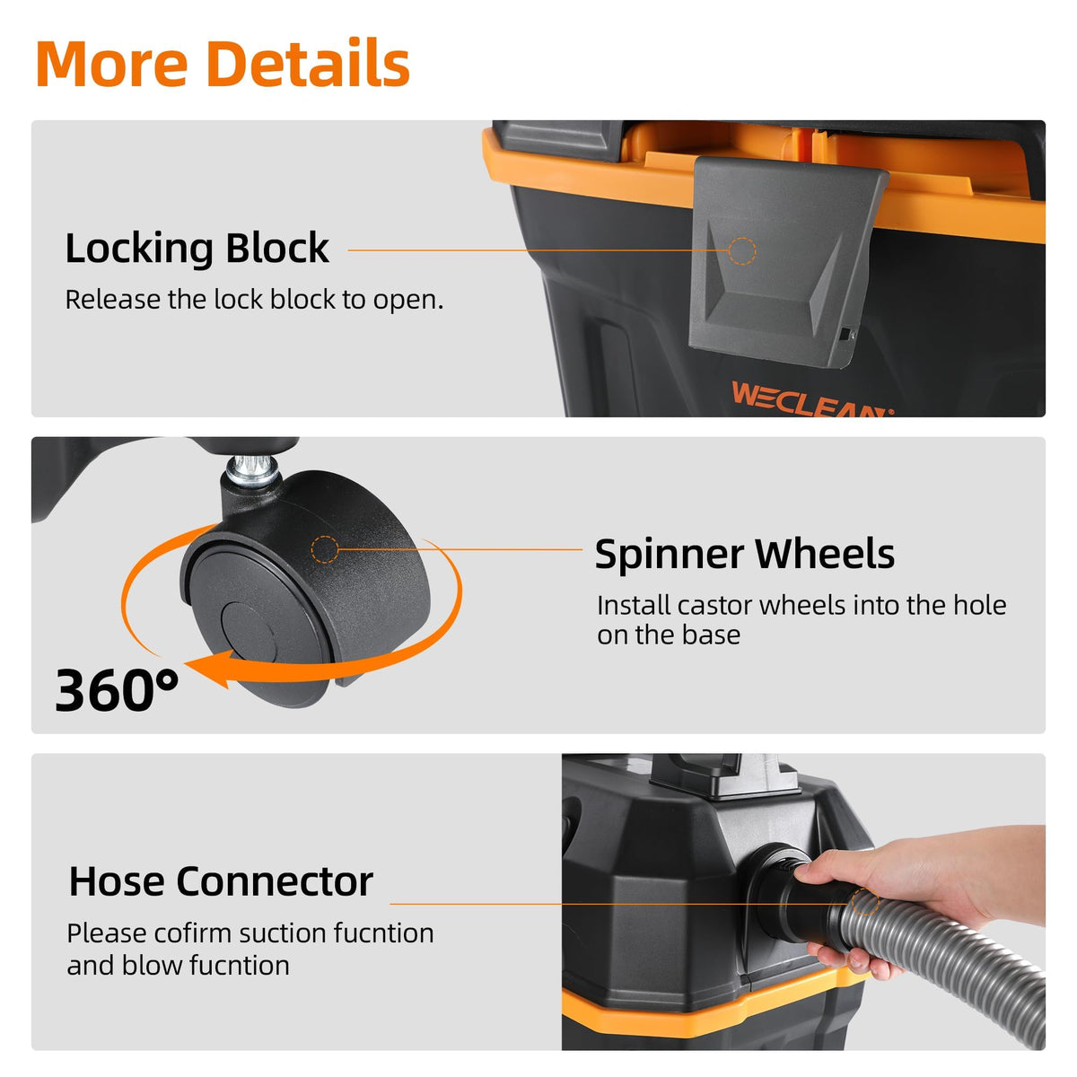 4 Gallon 5.5 Peak HP Wet Dry Vacuum Cleaner with Blower Function S412395