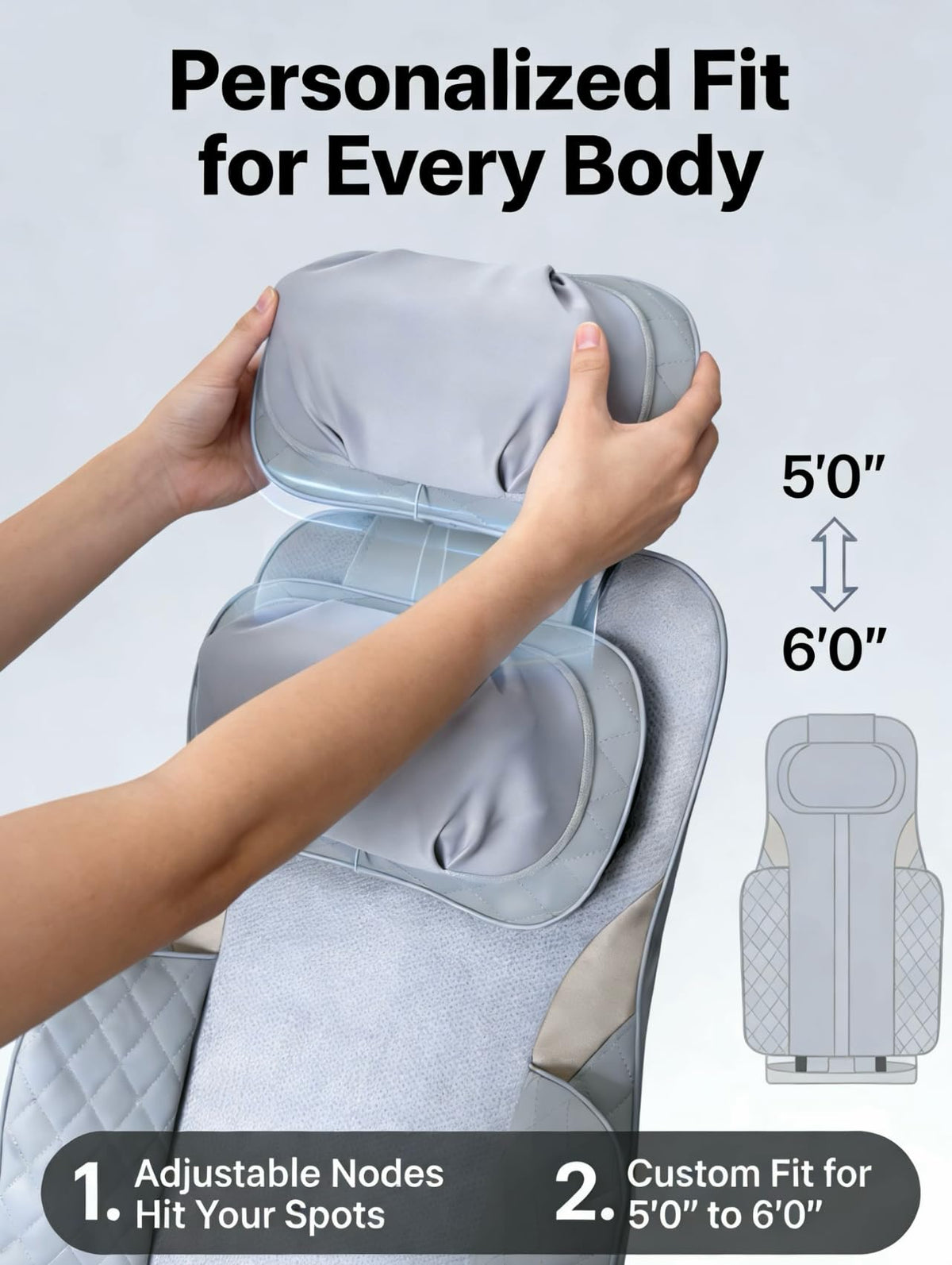 Gray Shiatsu Massage Chair Pad with Heat I2019