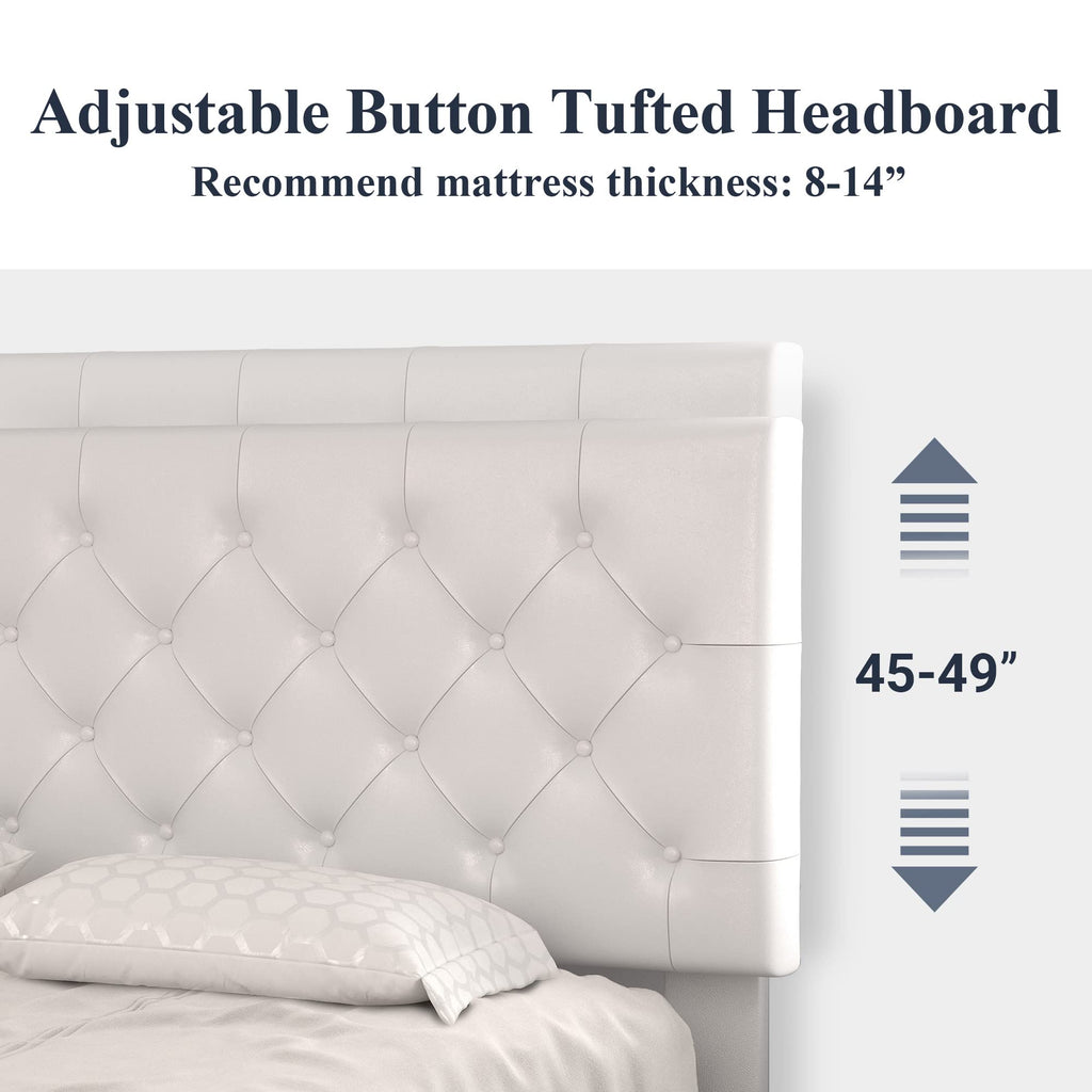 Queen Size Platform Bed Frame with Faux Leather Headboard Z912561