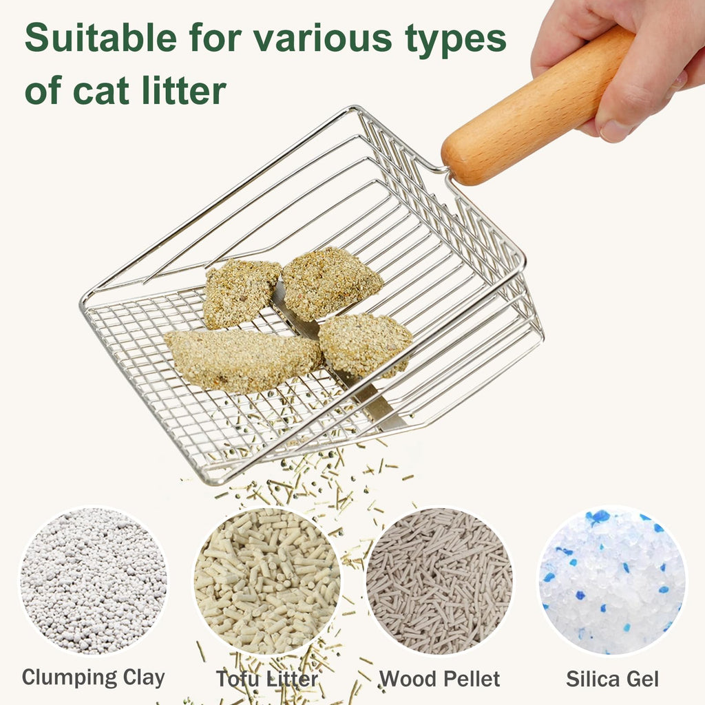 Heavy Duty Stainless Steel Cat Litter Scoop with Holder I7422
